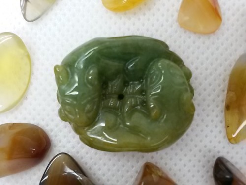 AA1239 翡翠 墨綠 雙貔貅 (A貨天然緬甸玉石)